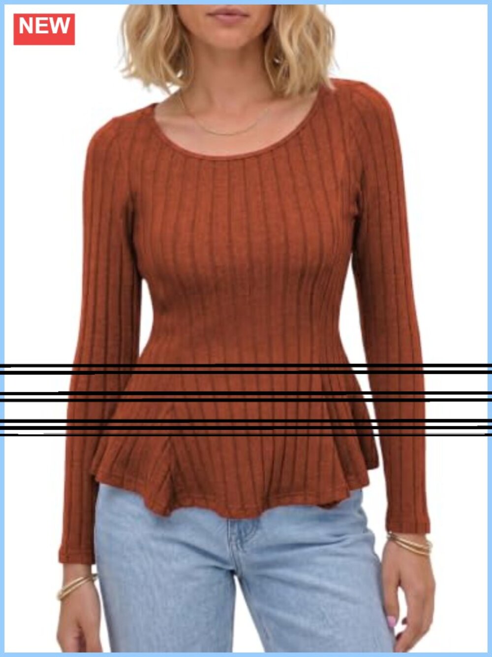 Womens Knit Peplum Blouse Bow Tie Back Long Sleeve Ruffle Hem Top